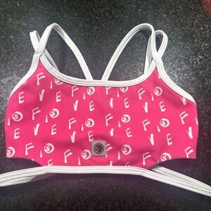 Five dancewear pink and white sports bra